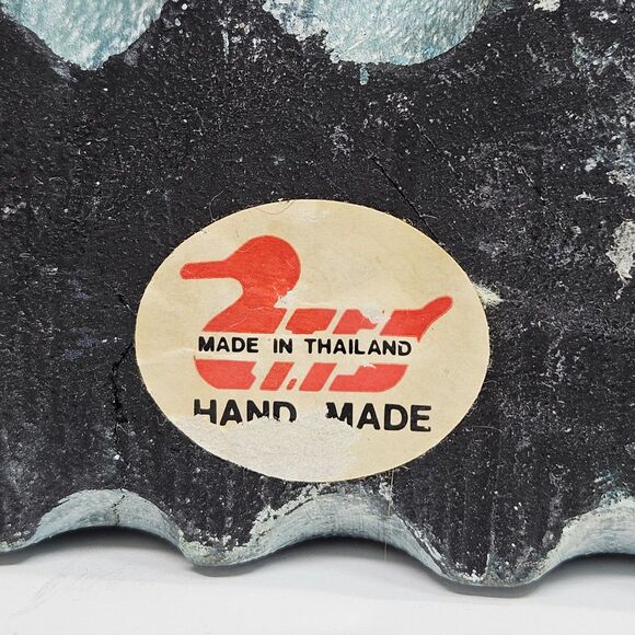 Vtg Nautical Hand Carved Thailand Wood Tropical Fish Hand Painted 3D Green Pink - Picture 4 of 12